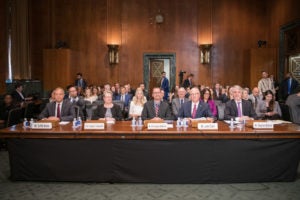 On July 9, Professor Angela Campbell (second from left), who directs the Institute for Public Representation’s Communications & Technology Law Clinic, testified before the Senate Committee on the Judiciary in a hearing on “Protecting Innocence in a Digital World." (Photo Courtesy U.S. Senate)