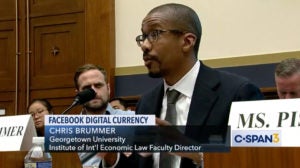 Professor Brummer testifying on the Hill, from C-SPAN.