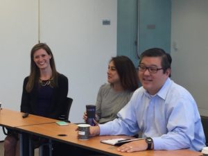 Professors Alexandra Givens, Laura Moy and Paul Ohm at Microsoft.