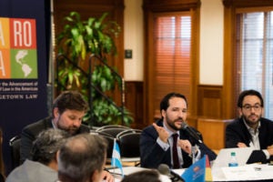 Professor Alvaro Santos, faculty director of Georgetown Law's Center for the Advancement of the Rule of Law in the Americas (CAROLA), speaks at the September 16 workshop on Investor-State Dispute Settlement (ISDS) Reform.