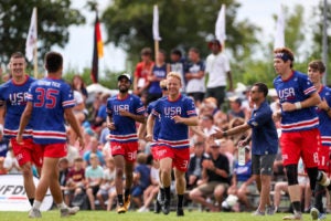 Christian Boxley (C'18) and Jackson “Chance” Cochran (L'21), center, won gold together at the men's World Under 24 (U24) Ultimate (Frisbee) Championships in Heidelburg, Germany, in July 2019 ― both as members of the United States U24 Men’s Ultimate National Team.