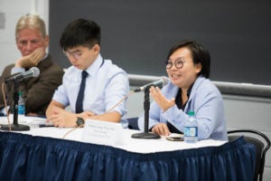 Columbia University's Michael Davis, a former professor of law at Hong Kong University; Joshua Wong, a prominent Hong Kong activist; and Bonnie Leung, vice chair of the Civil Human Rights Front, a human rights organization in Hong Kong discuss protests in Hong Kong.