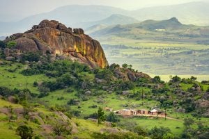 A valley between Mbabane and Manzini cities in Eswatini.