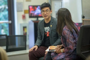 Musician and Activist Simon Tam with Professor Madhavi Sunder