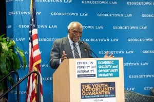 U.S. Representative Danny K. Davis speaking at the Center on Poverty event.