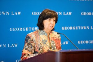 Elisa Massimino, the Robert F. Drinan, S.J., Chair in Human Rights at Georgetown Law, praised ‘seemingly opposite’ virtues in annual human rights lecture.