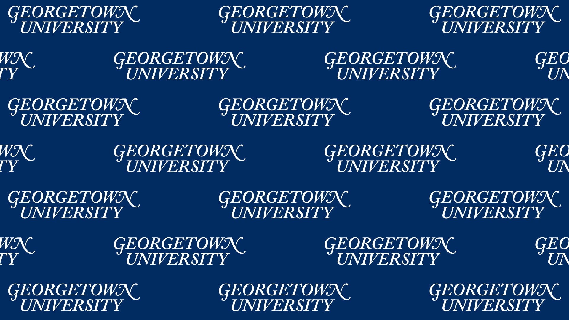 Georgetown University official name in white repeated on a blue background.