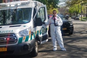 Mark Vatch (L'20), a volunteer EMT, has served on the frontlines in New York City during the COVID-19 pandemic.