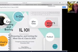 Director of Academic Success and Title IX Coordinator Maura DeMouy offered a series of “1L 101” presentations that demystified how law school classes are taught.