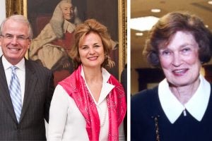 Timothy O’Neill (L’77), Linda O’Neill (N’77) and Agnes N. Williams (L’54).