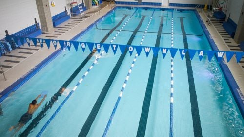 the Olympic size pool inside the fitness center