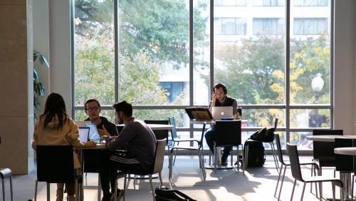 Students studying inside Hotung