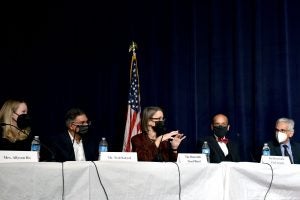 The Leahy Competition's judging panel included attorney Allyson Ho, Professor Neal Katyal, Judge Nina Pillard, Judge Zia M. Faruqui (C'01, L'04) and Judge Randolph Moss.