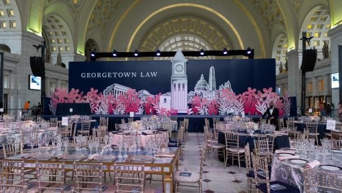 A view of the room where the reunion gala took place