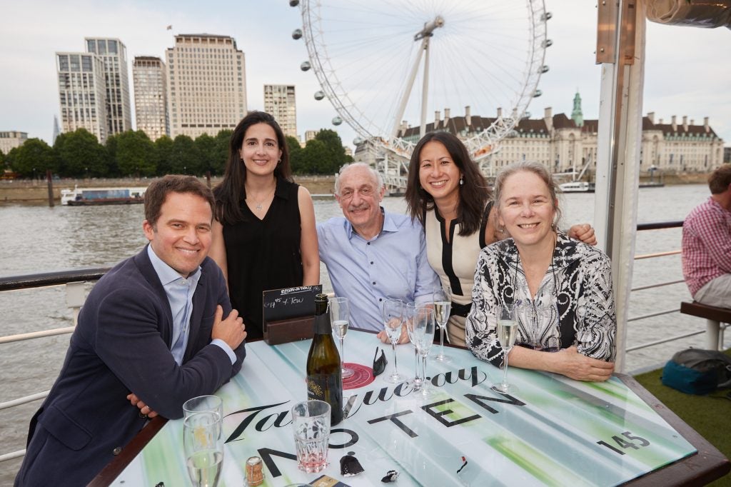 A group of people at a riverside pub in London