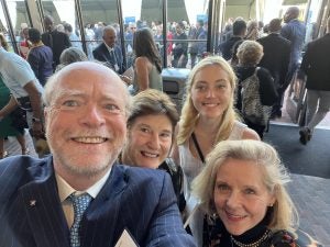 A selfie taken by Dean Treanor with members of his family and Judge Margaret McKeown