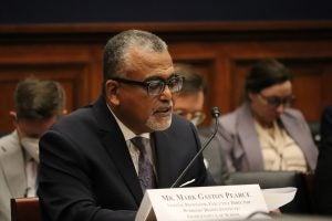 Workers’ Rights Institute Executive Director Mark Gaston Pearce presents opening testimony at a House Committee on Education and Labor hearing. Photo courtesy of the Committee.