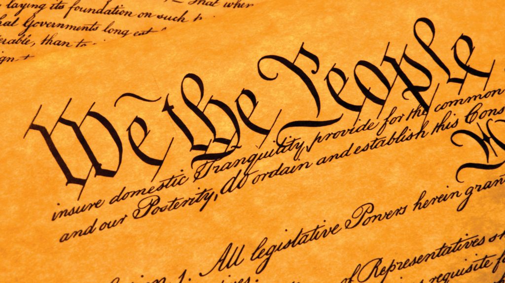 The opening lines of the U.S. Constitution