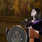 Alexa Gervasi, Executive Director of the Georgetown Center for the Constitution, speaking at a podium