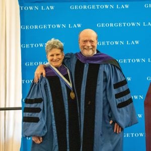 Prof. Tanina Rostain standing with Dean William M. Treanor