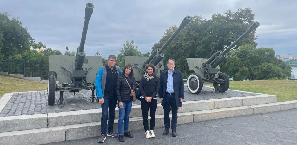 Amb. Clint Williamson and Anna Cave (right) with senior German and Croatian prosecutors in Kyiv.