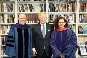 Dean William M. Treanor, Scott K. Ginsburg, L’78 and Prof. Anna Gelpern