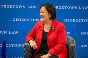 Sen. Mazie Hirono (D-Hawaii), L'78, spoke to members of the Class of '23 at Georgetown Law's annual Lecture to the Graduating Class.