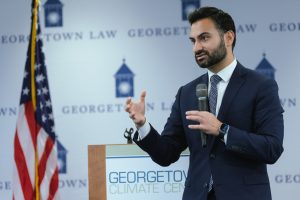 White House National Climate Advisor Ali Zaidi, L'15, spoke at a Georgetown Climate Center event in February.