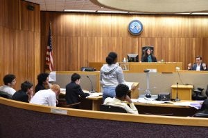 In 2018, high school students in the Street Law program demonstrated their legal knowledge, playing lawyers and witnesses in a moot court held in a real Washington, D.C. courtroom.