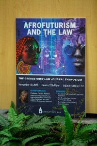 A poster advertising the Georgetown Law Journal symposium on "Afrofuturism and the Law"