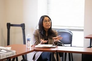 Innocence Project attorney Yosha Gunasekera advised aspiring public interest lawyers at a lunchtime event.