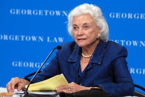 Former Justice Sandra Day O’Connor speaking at a 2007 conference at Georgetown Law