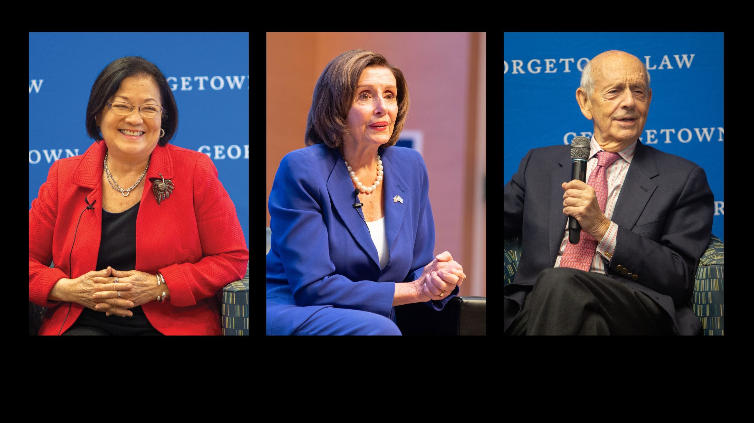 Left to right: Sen. Mazie Hirono; U.S. Representative Nancy Pelosi; former U.S. Supreme Court Justice Stephen Breyer.