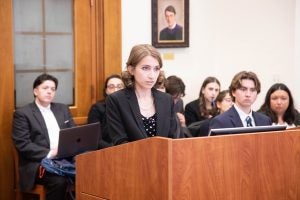 Students in the course "Extradition Simulation: International Law, Human Rights, and Effective Advocacy" presented their arguments in front of a mock tribunal.