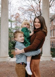 Potograph of Katherine Hoops L'25 and her two children