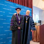 Prof. Michael Pardo poses with Dean Treanor at a Feb. 28 ceremony honoring five new named professors.