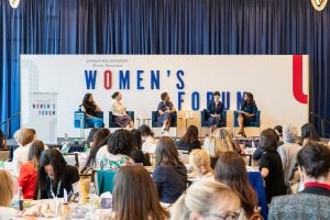 Documentarian Dawn Porter (third from left), L'93, spoke during the "Hoya Changemakers" panel.