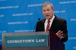 Chief Justice of the United States John G. Roberts, Jr. shared memories at the Georgetown Law Supreme Court Institute’s 25th Anniversary celebration.  