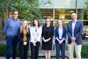 New members of the Georgetown Law faculty gathered recently for an orientation session. L-R: Prof. Stephen Vladeck, Prof. Stephanie Barclay, Prof. Emily Chertoff, Prof. Sara Colangelo, Prof. Sarah Sloan, Prof. Filippo Lancieri. Not present: Prof. Eduardo Ferrer.