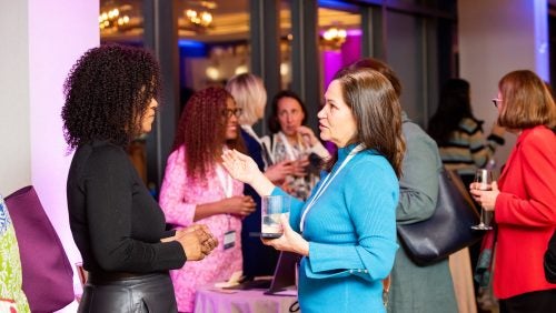 At the 2024 Women's Forum, alumni gather at the welcome reception on Thursday, February 22, 2024.
