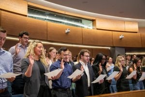 Students at the oath ceremony swore to uphold their professional and ethical obligations as student attorneys. 