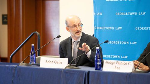 Prof. Brian Galle, L’06, moderated a discussion among Second Circuit judges about Judge Katzmann as a colleague.