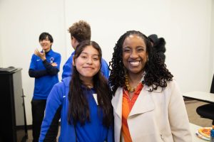 Bryant High student Valeria Lucero asked Prof. Kristin Henning about the role of race in the juvenile justice system.