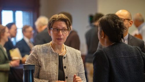 Prof. Eloise Pasachoff discussed the topic of Judge Katzmann’s clerks. Pasachoff clerked for Katzmann on the U.S. Court of Appeals for the Second Circuit.