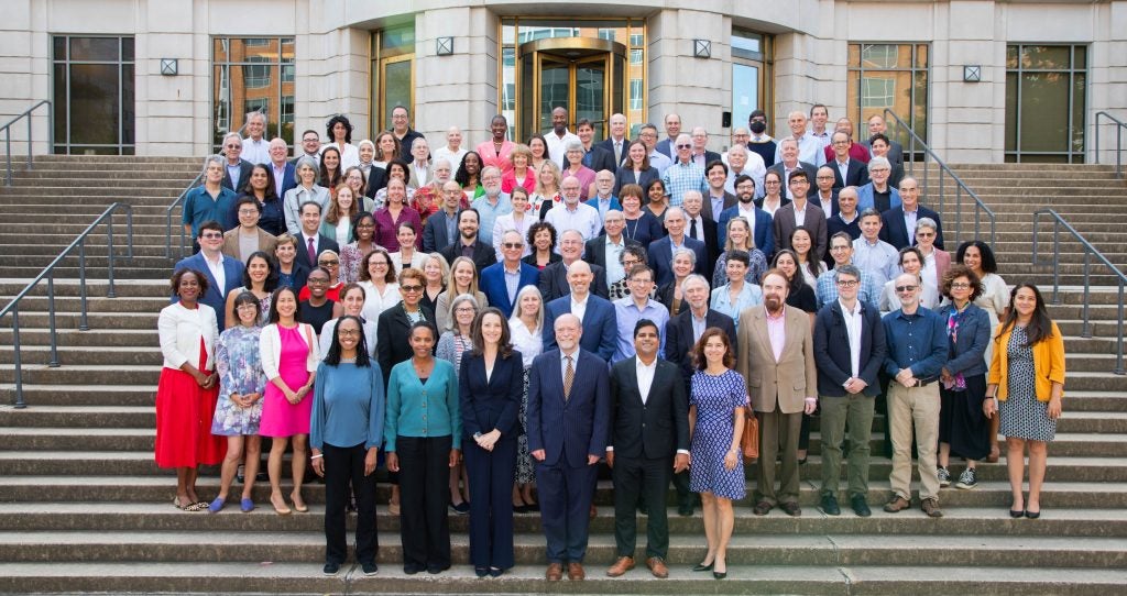 Georgetown Law faculty on the steps of McDonough Hall