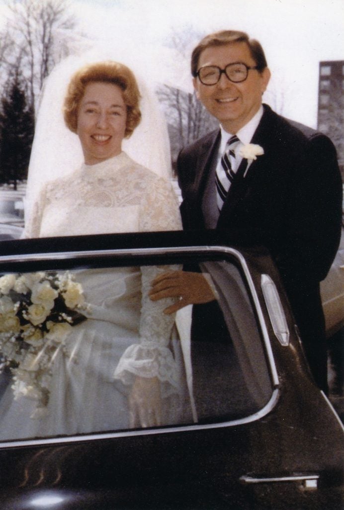 A couple on their wedding day in 1972