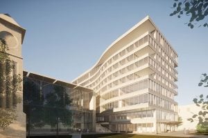 Architectural rendering of Daniel Tsai Hall, the new academic building to be constructed on the Georgetown Law campus