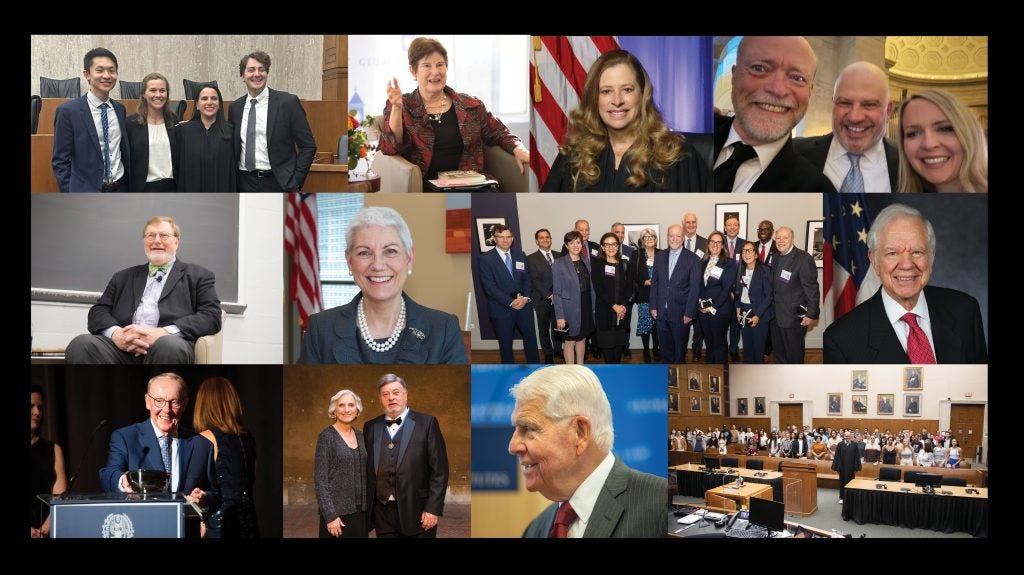 a collage of photos, each photo including one or more judges who are Georgetown Law alumni
