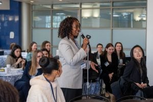 The opening plenary “Exploring Law, Business, and Ethics” included a question-and-answer session with audience members. 