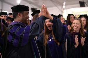 Class of 2025 graduates celebrate at Sunday’s ceremony on the Hilltop campus. Photo credit: Sam Levitan Photography.
